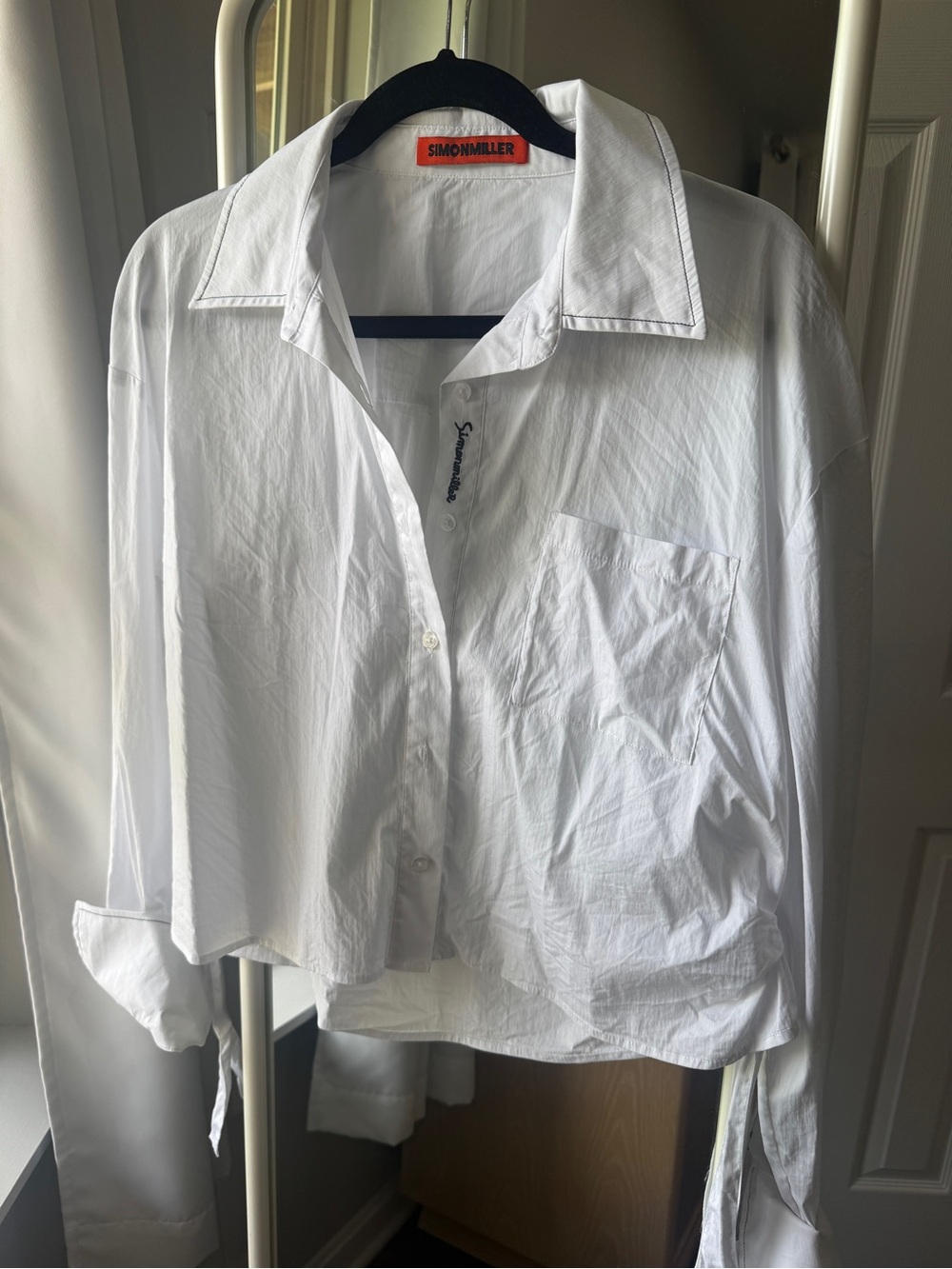 Simon Miller White Cropped Button Up Shirt